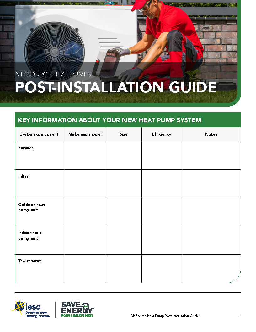 Air Source Heat Pumps Post-installation guide cover