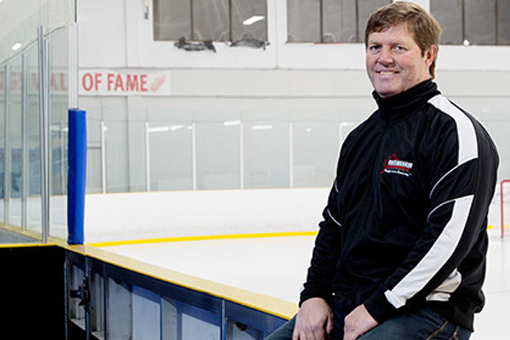 Person at hockey arena