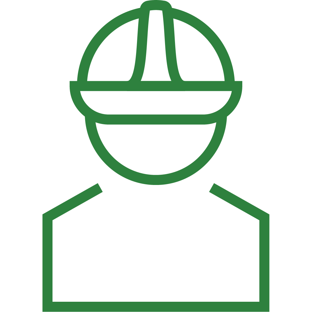 energy manager icon - silhouette of a person with a hard hat