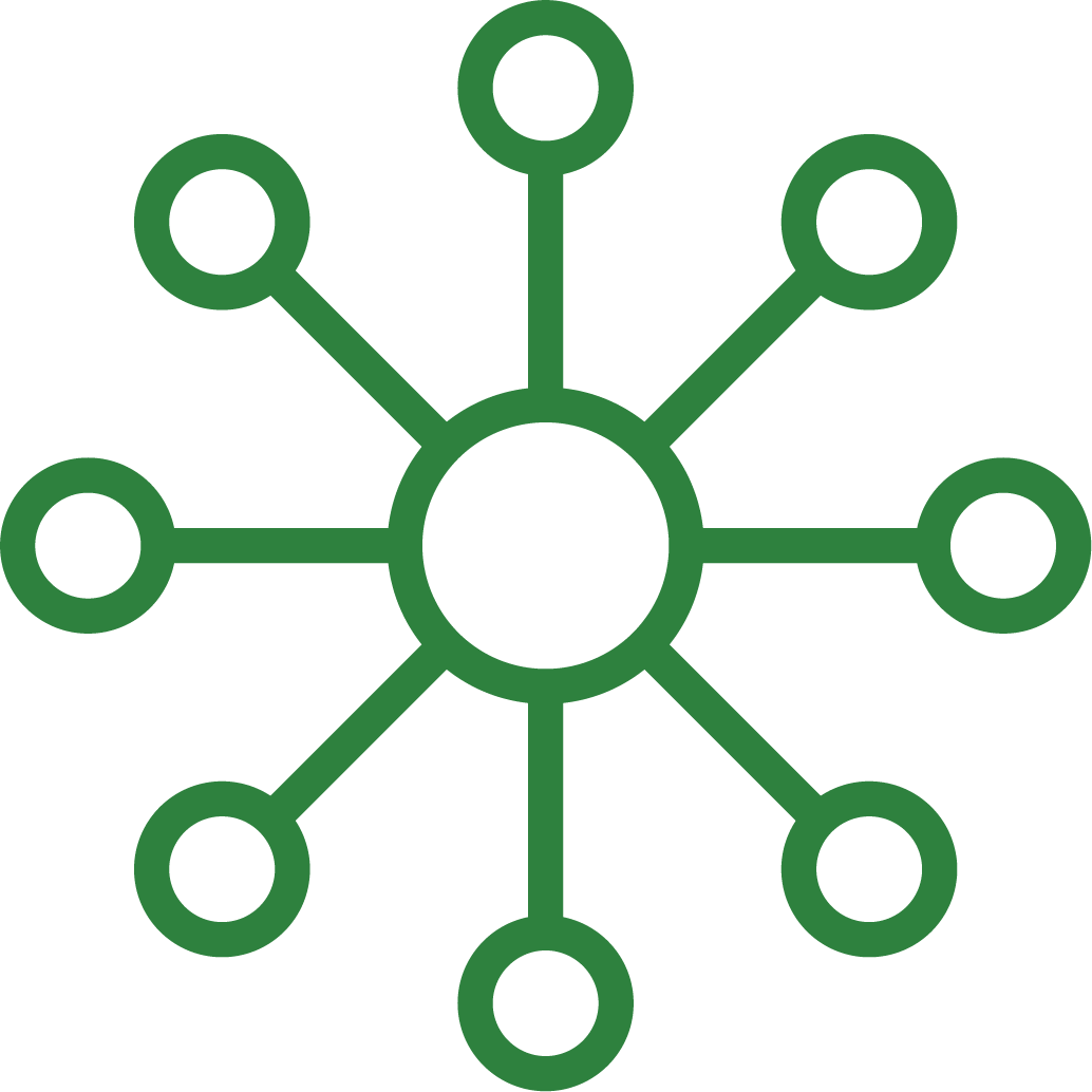 management system icon - a grouping of circles mimicking a joint system