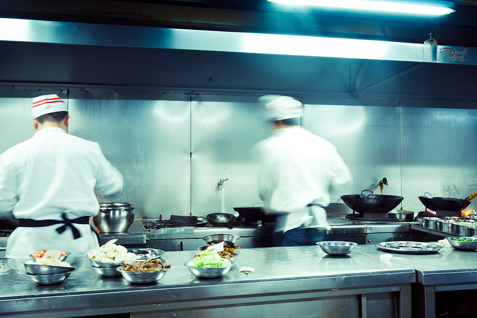 chefs in a commercial kitchen